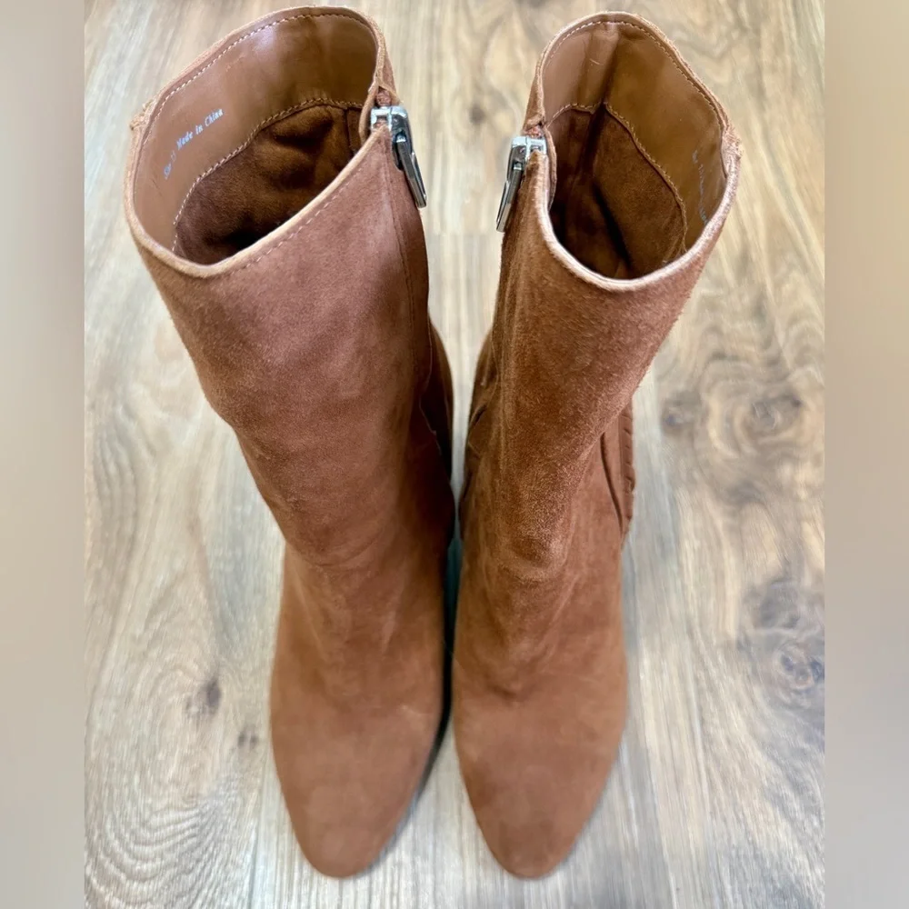 Dolce Vita Rhoda Brown Suede Block Heel Boots MSRP $240 Size 7.5 EUC